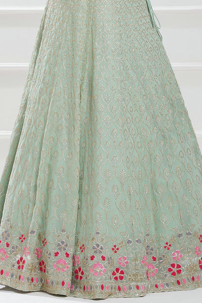 Georgette Lehenga Choli In Sky Blue Colour LC10110173
