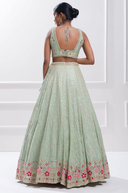 Georgette Lehenga Choli In Sky Blue Colour LC10110173