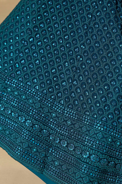 Georgette Lehenga Choli In Teal Blue Colour LC10110129
