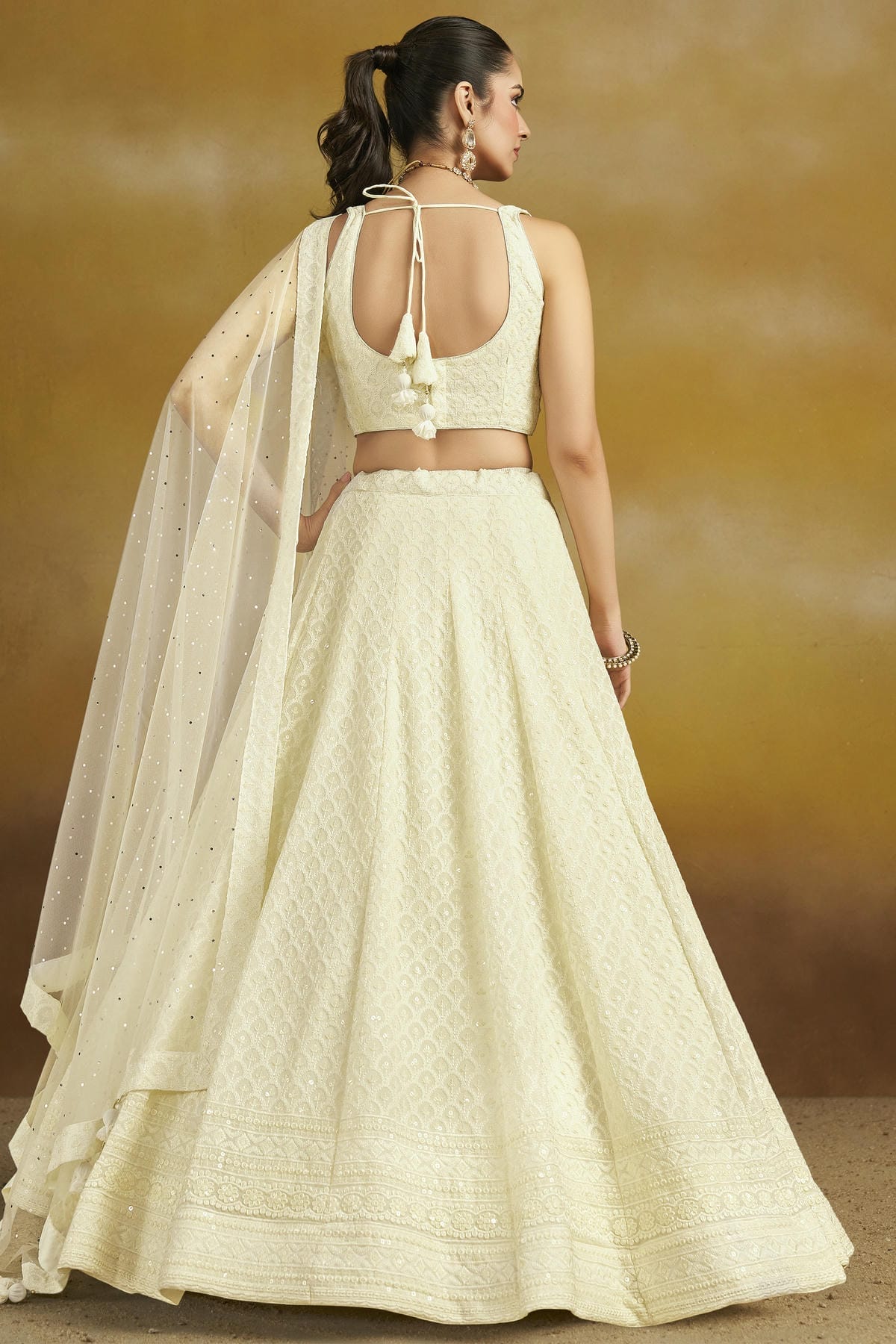 Georgette Lehenga Choli In White Colour LC10110136