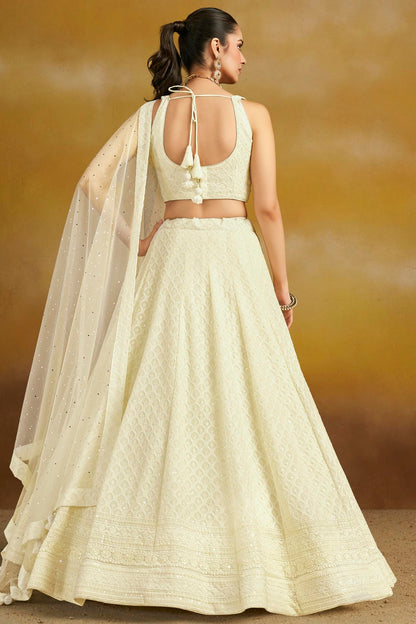 Georgette Lehenga Choli In White Colour LC10110136