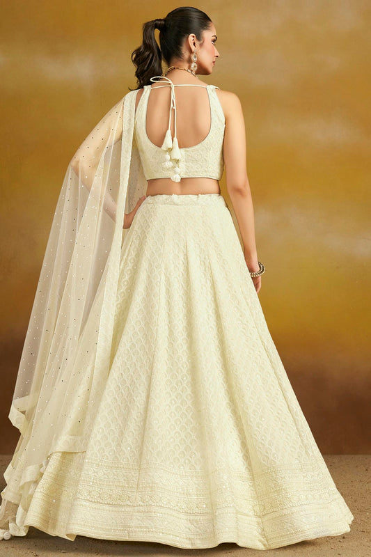 Georgette Lehenga Choli In White Colour LC10110136