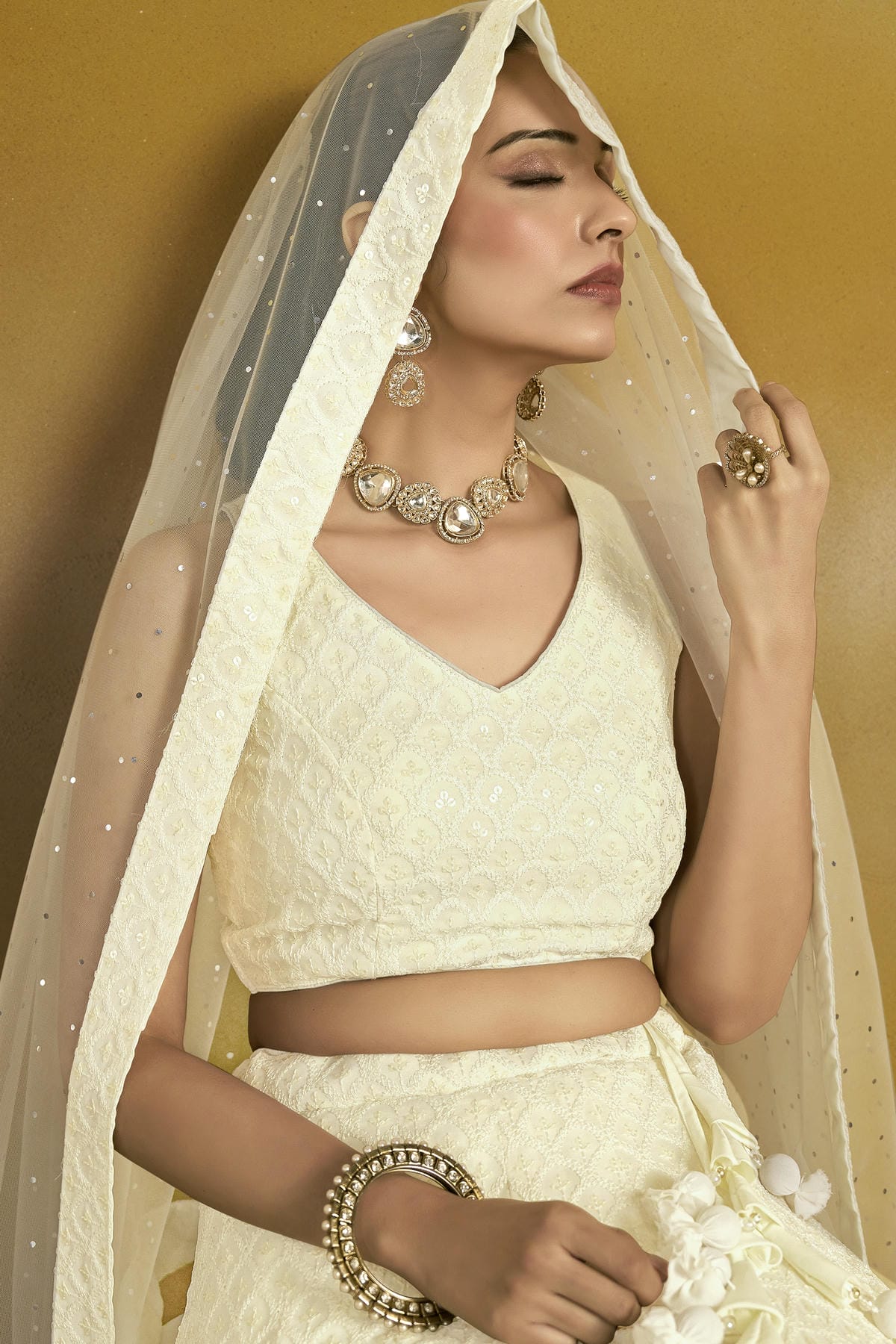 Georgette Lehenga Choli In White Colour LC10110136