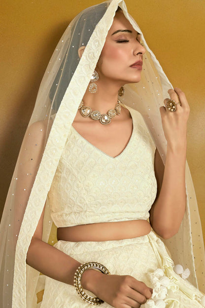 Georgette Lehenga Choli In White Colour LC10110136