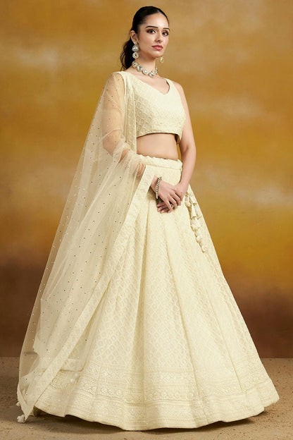 Georgette Lehenga Choli In White Colour LC10110136
