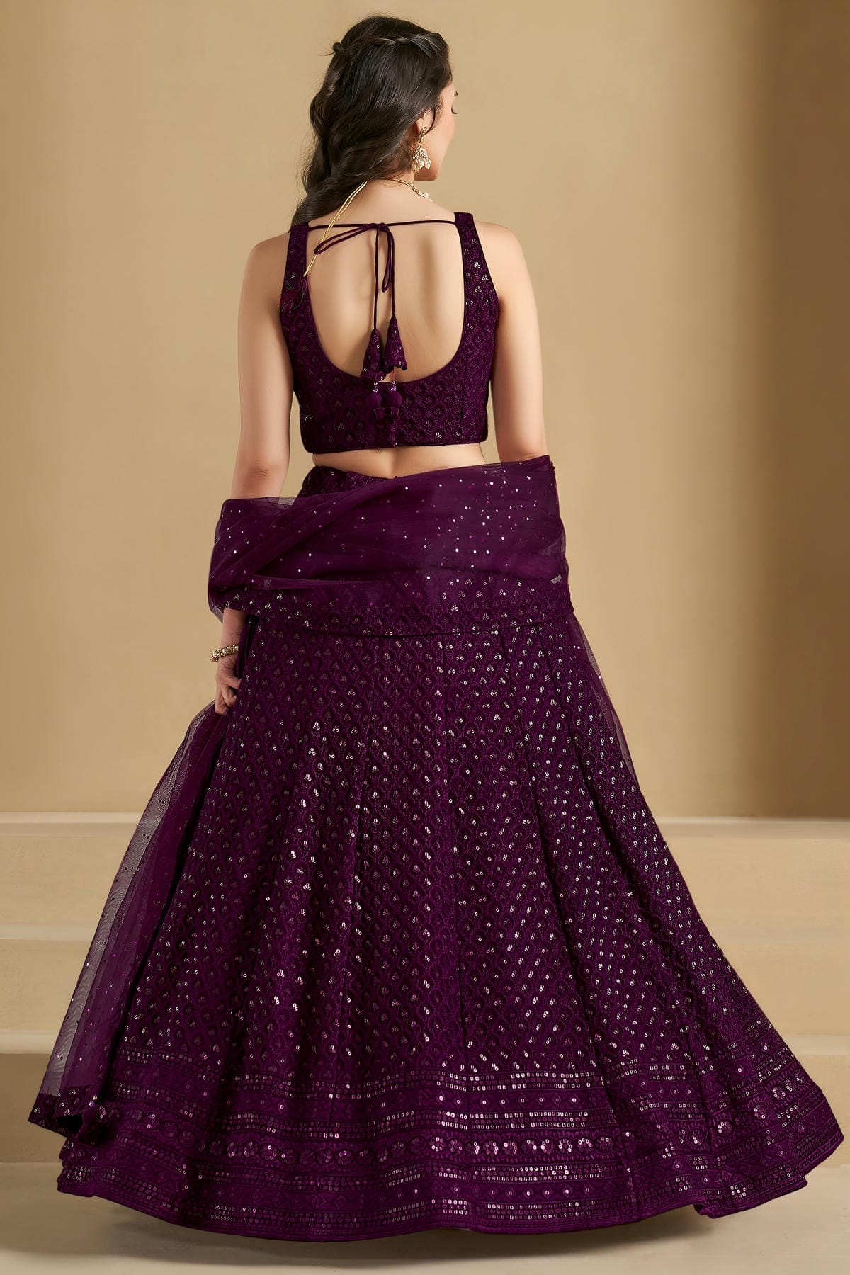 Georgette Lehenga Choli In Wine Colour LC10110132