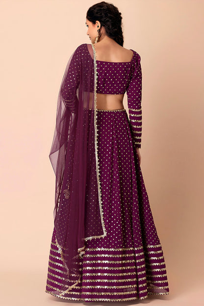Georgette Lehenga Choli In Wine Colour LC10110166