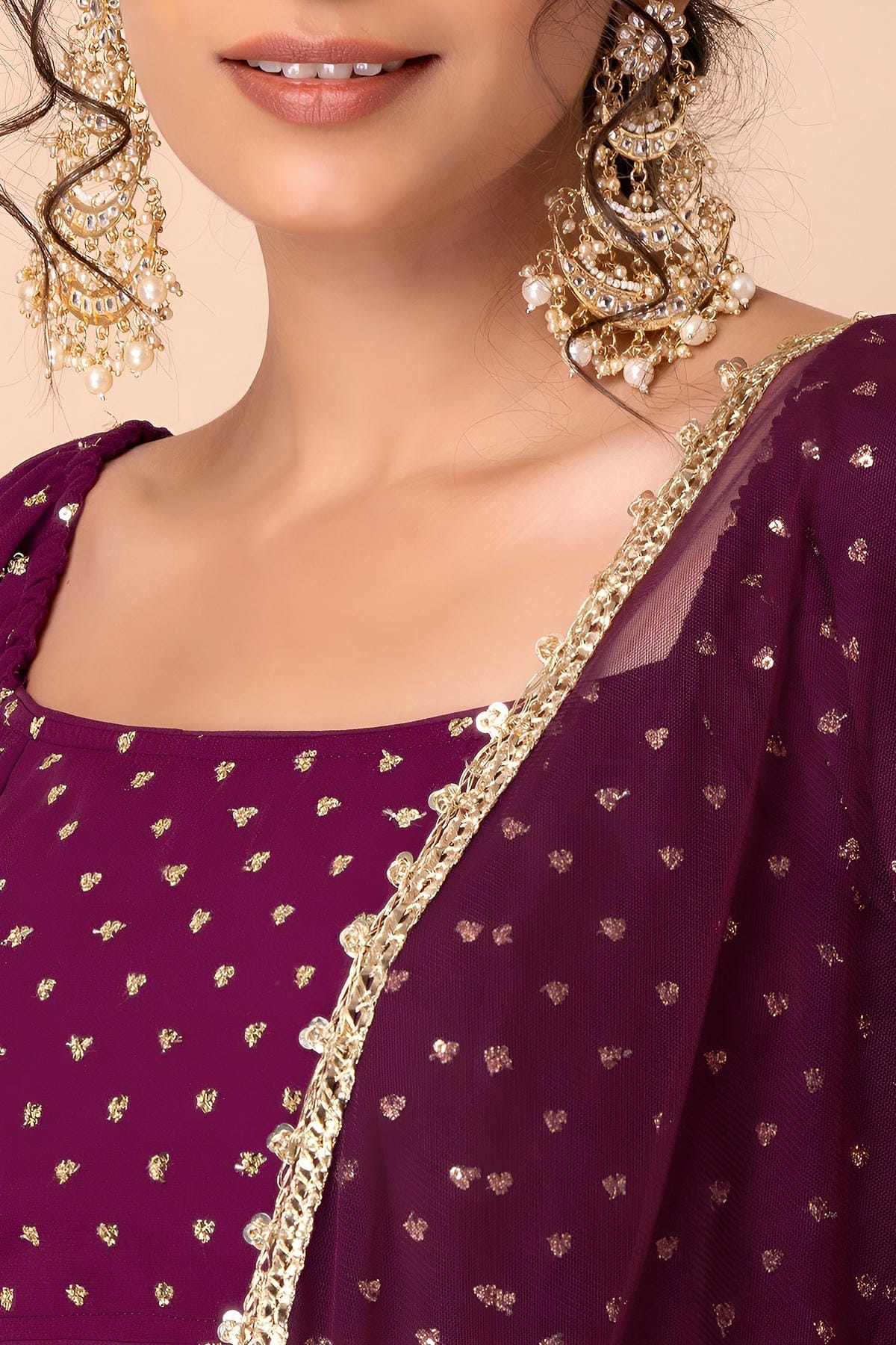 Georgette Lehenga Choli In Wine Colour LC10110166