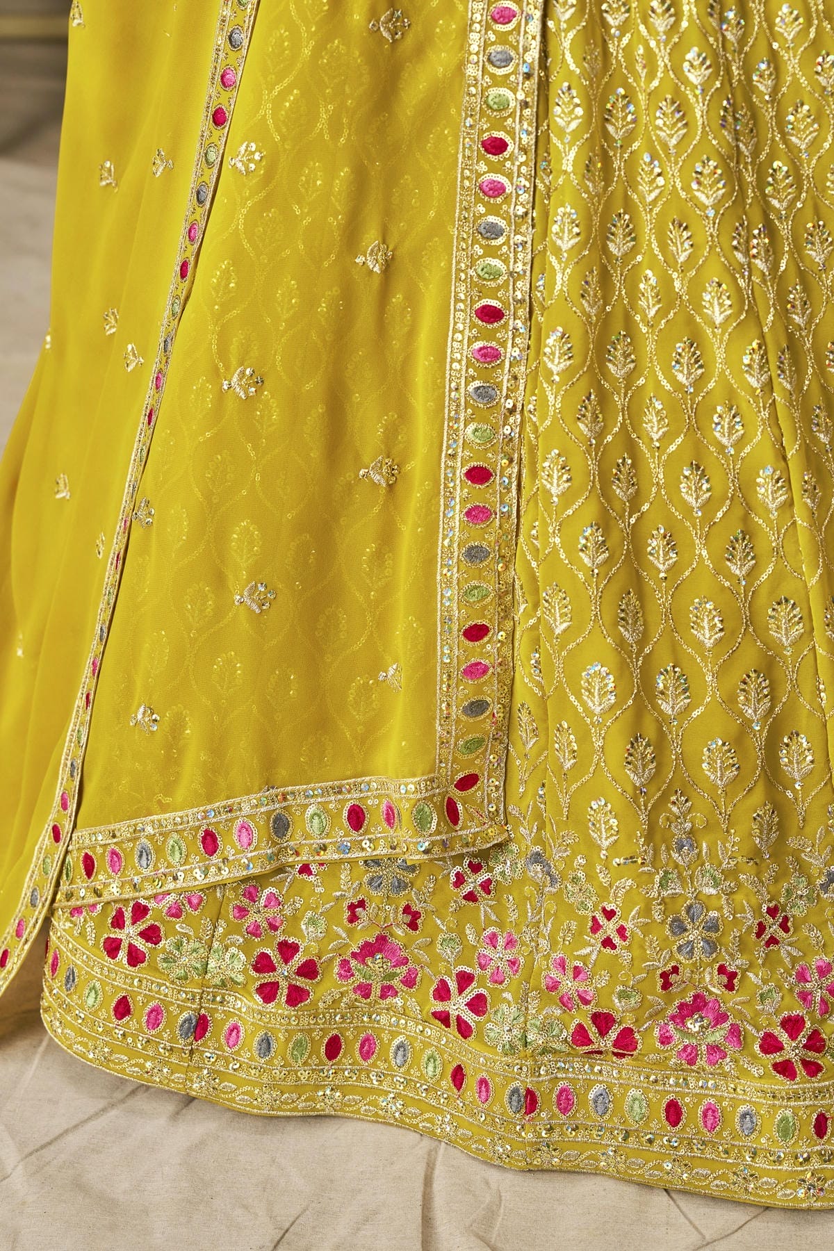 Georgette Lehenga Choli In Yellow Colour LC10110116
