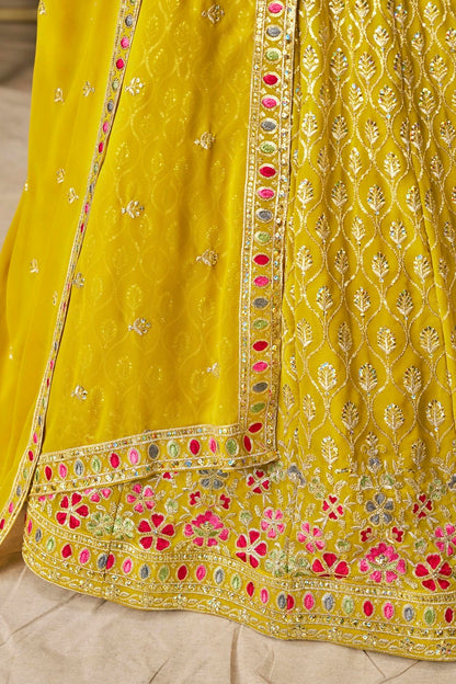 Georgette Lehenga Choli In Yellow Colour LC10110116