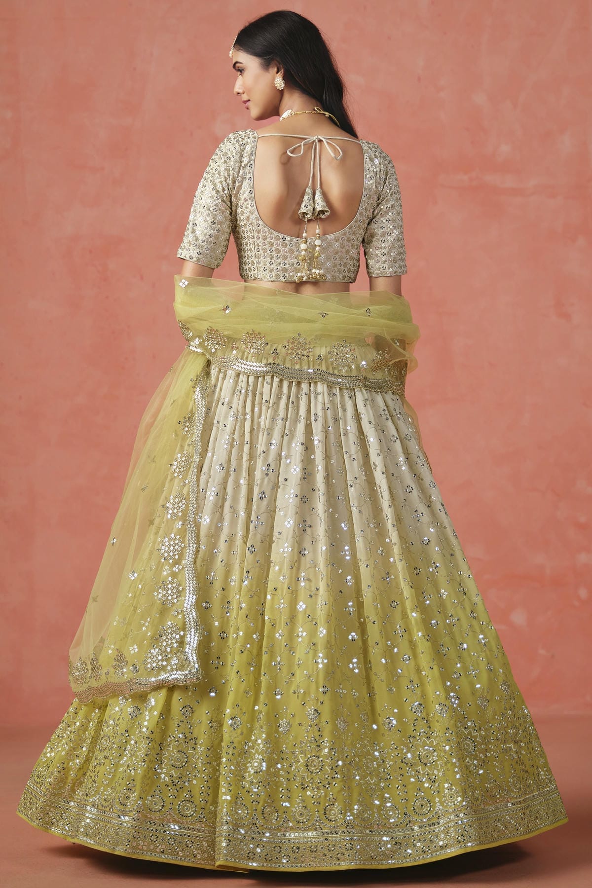 Georgette Lehenga Choli In Yellow Colour LC10110127