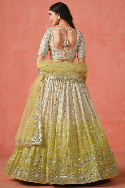 Georgette Lehenga Choli In Yellow Colour LC10110127