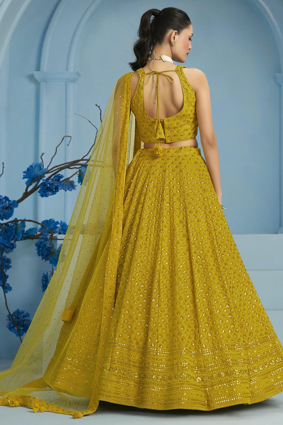 Georgette Lehenga Choli In Yellow Colour LC10110142