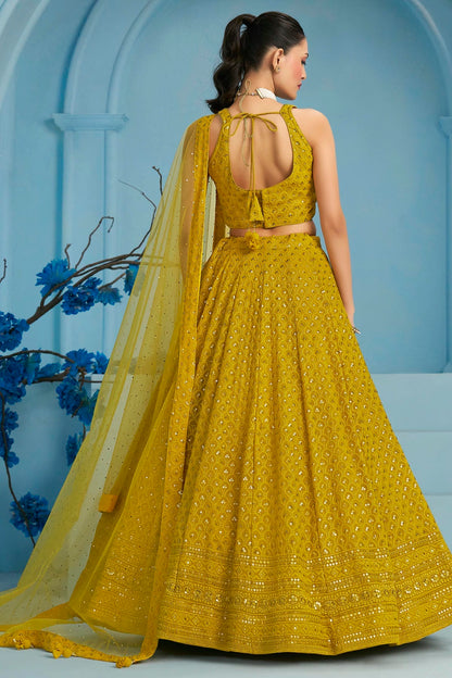 Georgette Lehenga Choli In Yellow Colour LC10110142