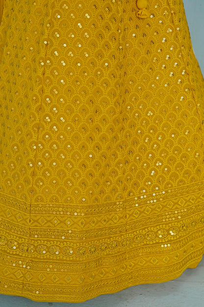 Georgette Lehenga Choli In Yellow Colour LC10110142