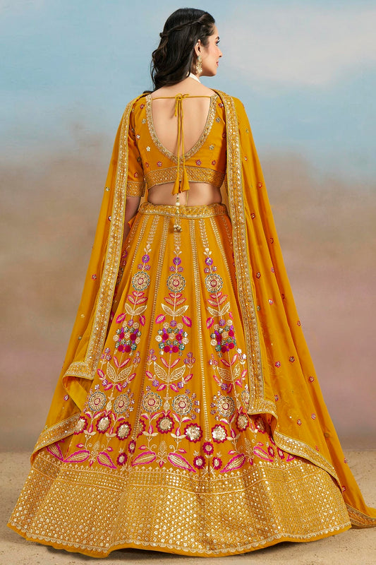 Georgette Lehenga Choli In Yellow Colour LC10110148