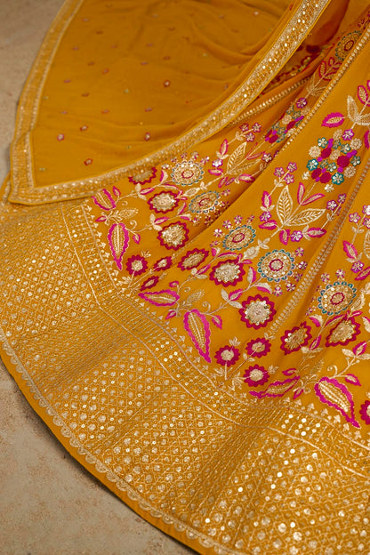 Georgette Lehenga Choli In Yellow Colour LC10110148