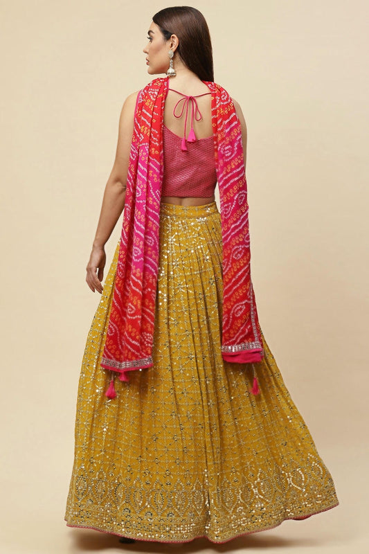 Georgette Lehenga Choli In Yellow Colour LC10110170