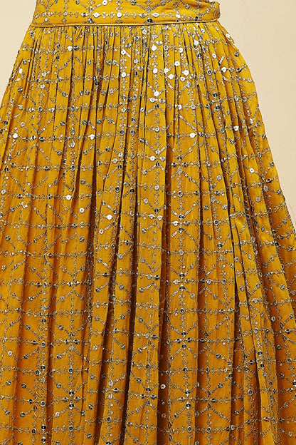 Georgette Lehenga Choli In Yellow Colour LC10110170