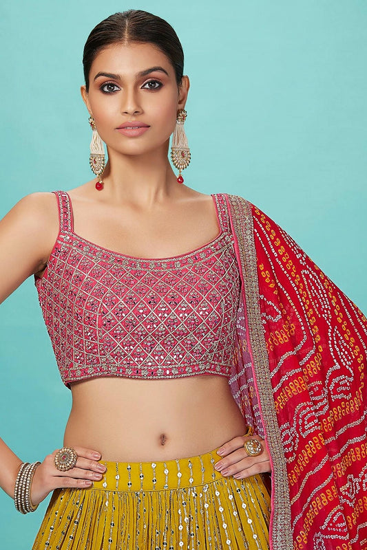 Georgette Lehenga Choli In Yellow Colour LC10110171