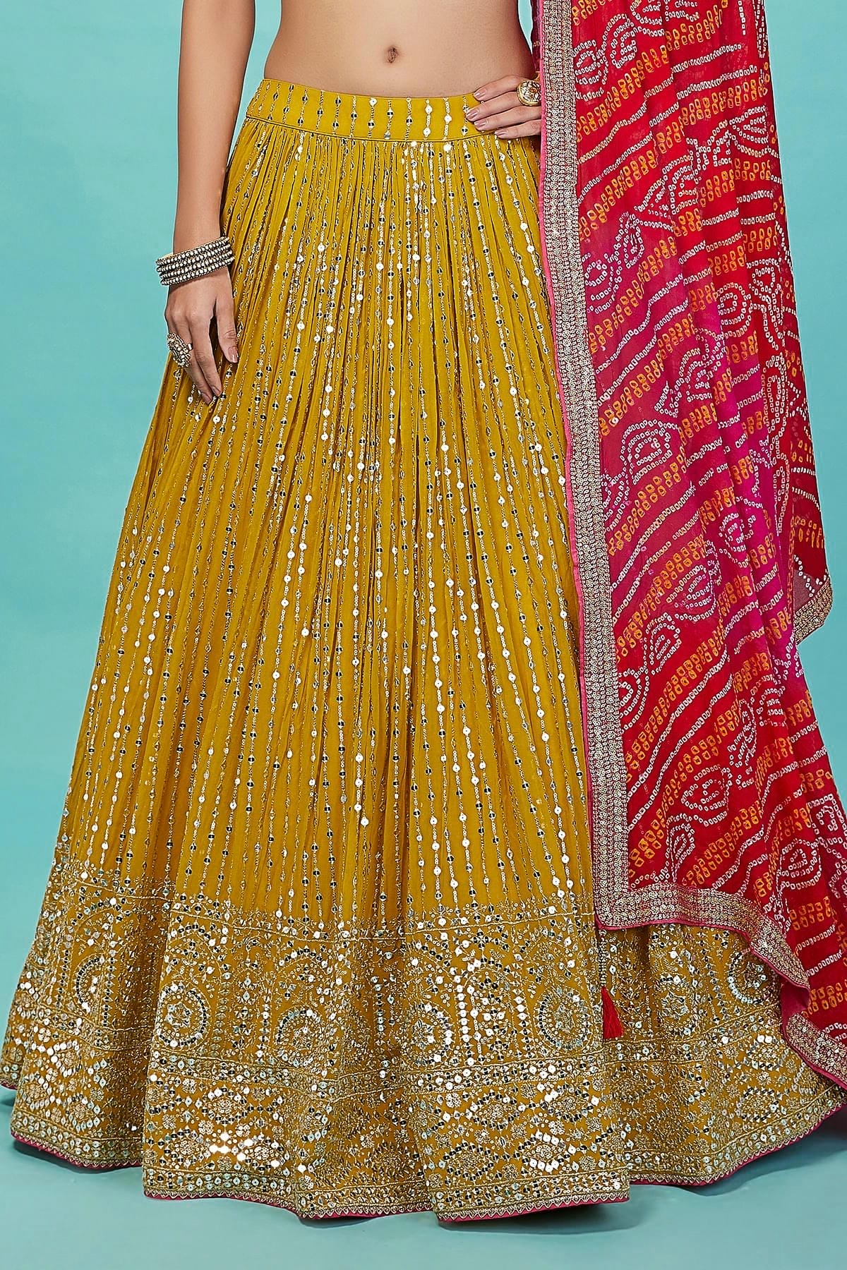 Georgette Lehenga Choli In Yellow Colour LC10110171