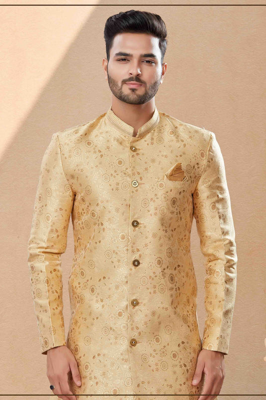 Gold Dhoti SherwaniIn Banarasi Jacquard  NCSH10410500