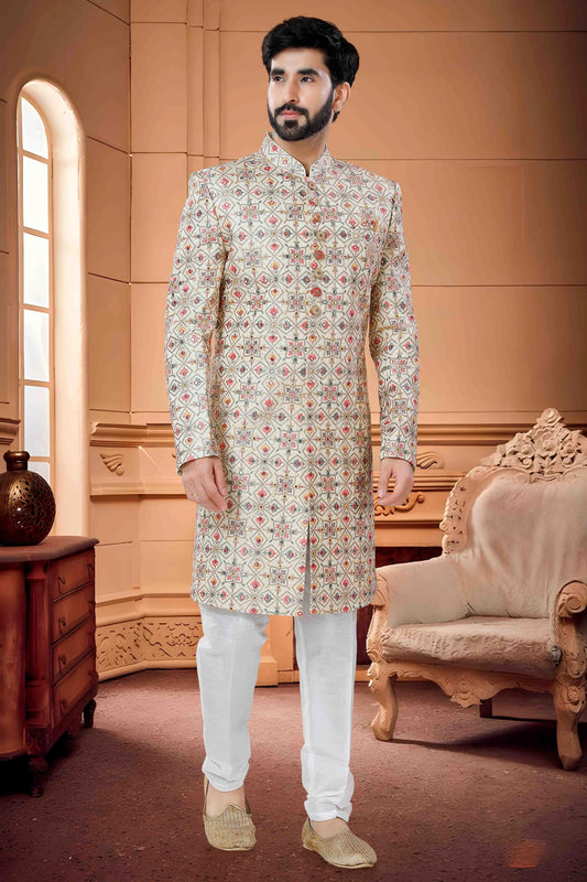 Gold Indo Western In Silk NCSH11310203