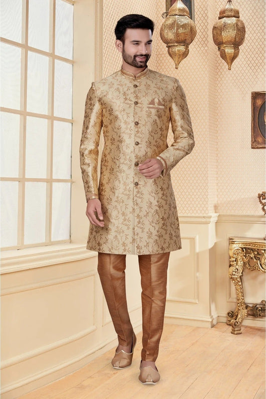 Gold Jacquard Sherwani NCSH10410367