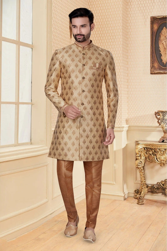 Gold Jacquard Sherwani NCSH10410371