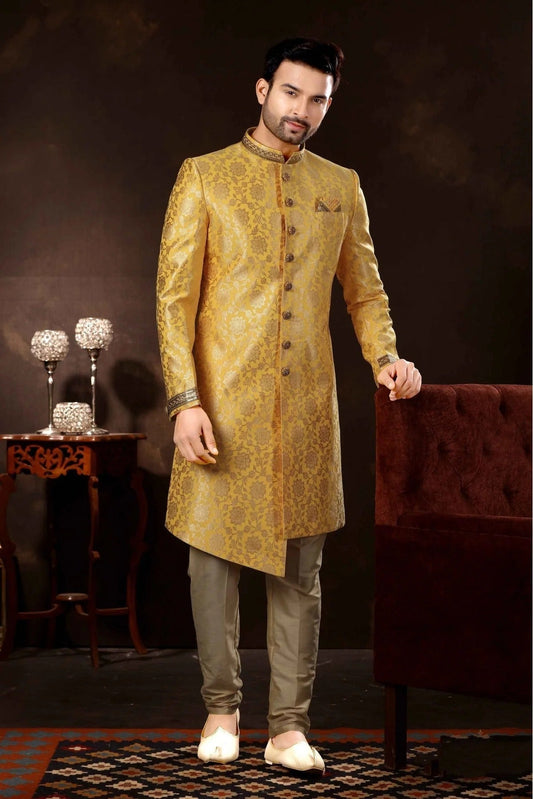 Gold Jacquard Sherwani NCSH10410451