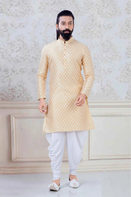 Gold Jacquard Silk Festival Wear Dhoti Kurta NCKP11310142