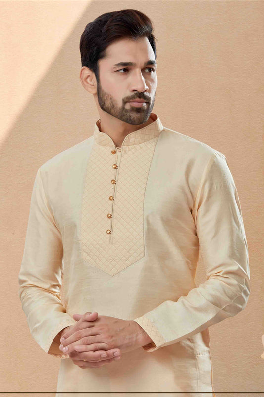 Gold Kurta Pajama In Silk Dupion  NCSH10410561