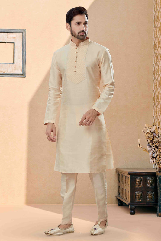 Gold Kurta Pajama In Silk Dupion NCSH10410561