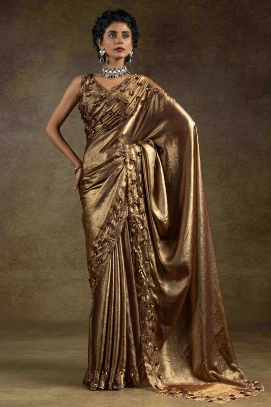Gold Satin Silk Designer Saree NCSD11210161