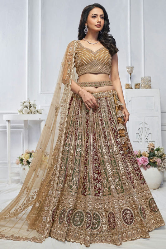 Gold Soft Net Embroidery Lehenga Choli NCLC11112020