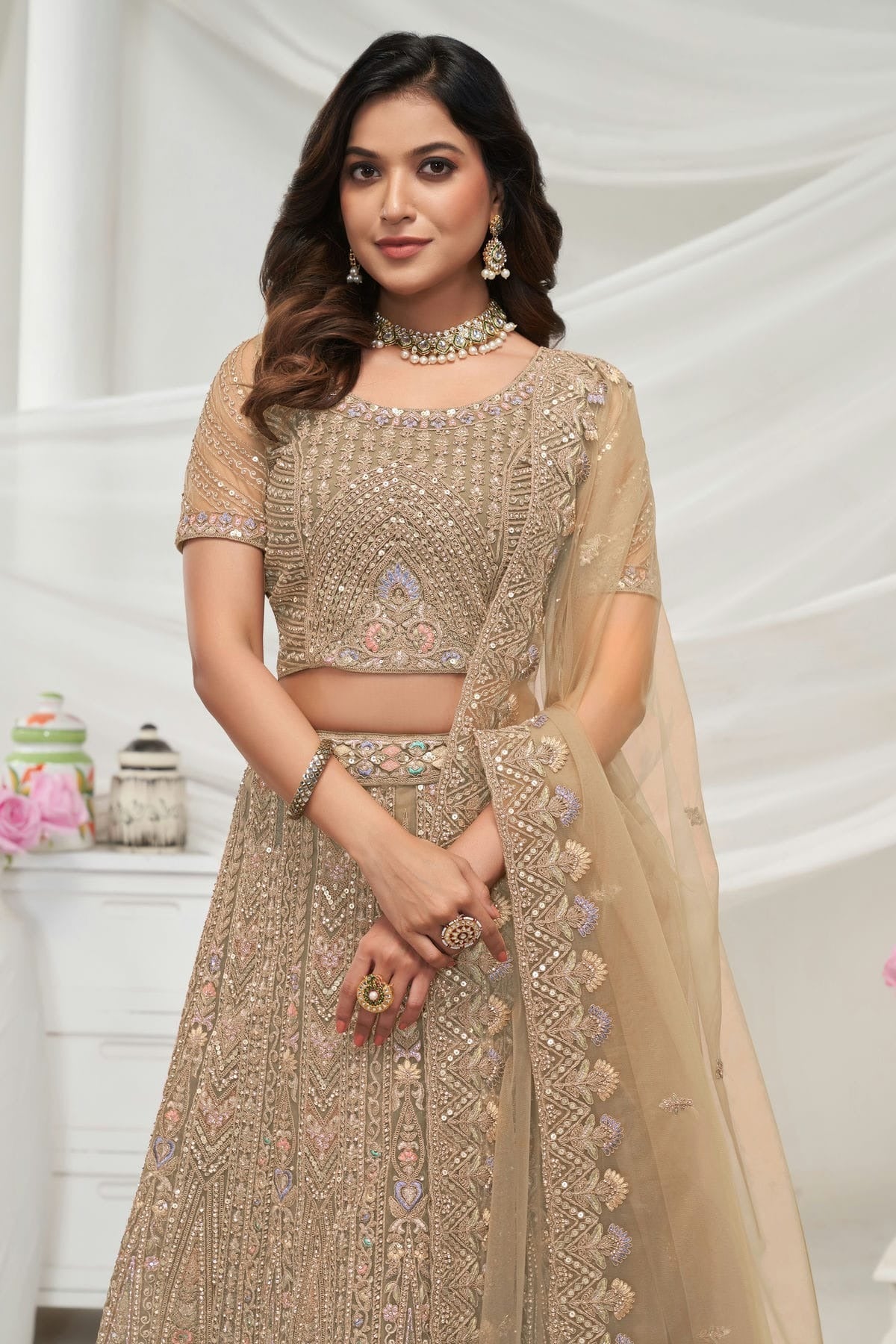 Gold Soft Net Lehenga Choli NCLC10310110