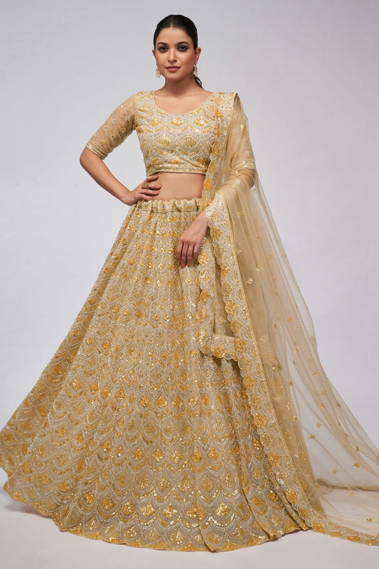 Gold Soft Net Lehenga Choli NCLC10310125