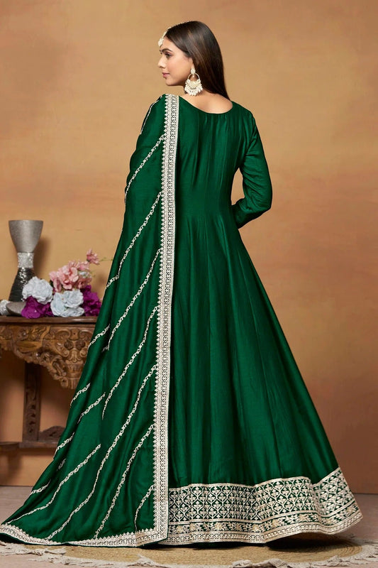 Green Anarkali SuitArt Silk Semi Stitched  NCSM10510229