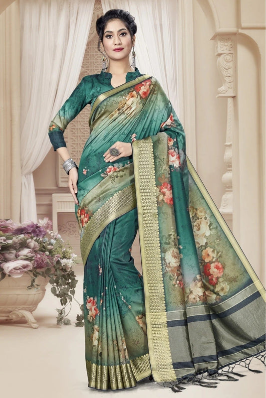 Green Art Silk Digital Print Saree NCSD11210801