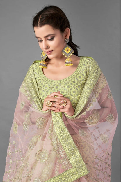 Green Art Silk Embroidery Lehenga Choli NCLC10810465