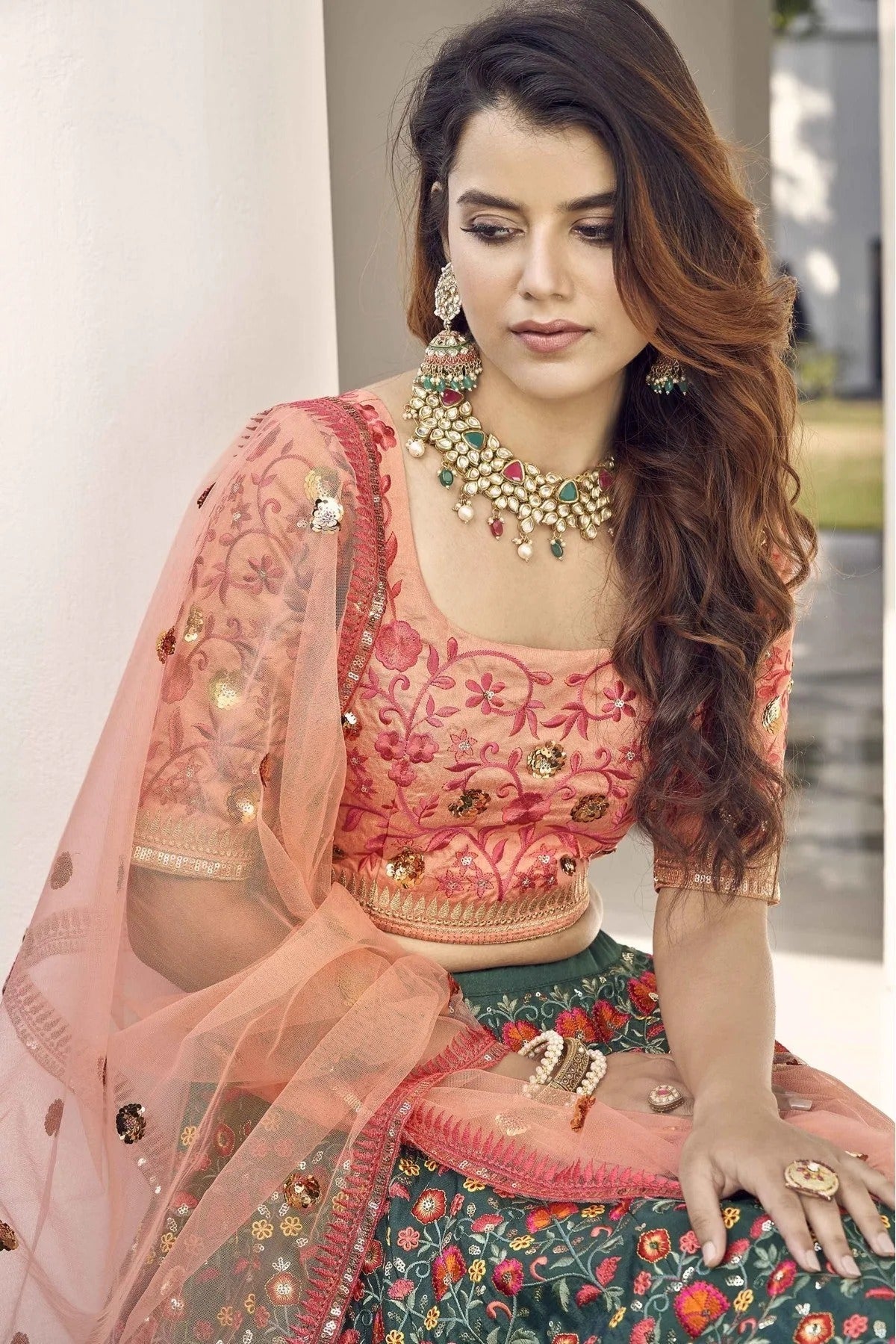 Green Art Silk Embroidery Lehenga Choli NCLC11510157