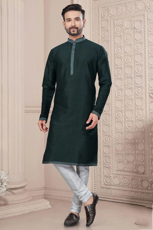 Green Art Silk Kurta Pajama NCKP10410101