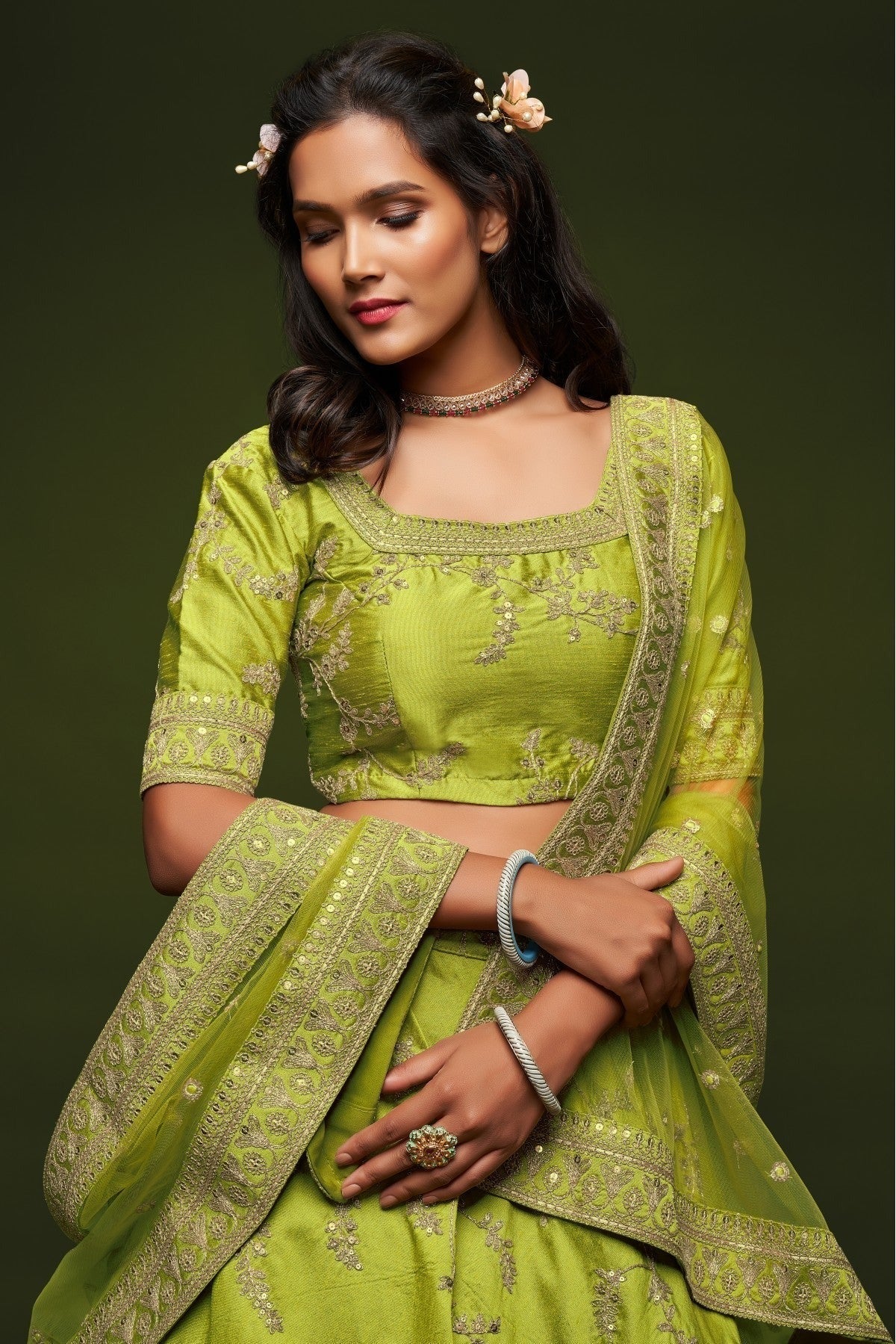 Green Art Silk Lehenga Choli NCLC10110338