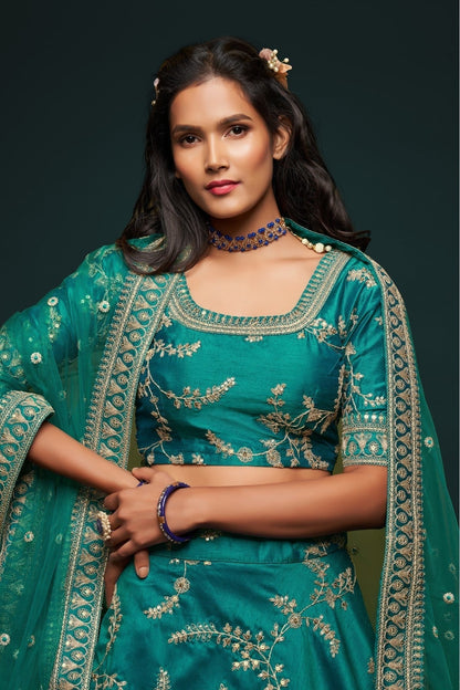 Green Art Silk Lehenga Choli NCLC10110347