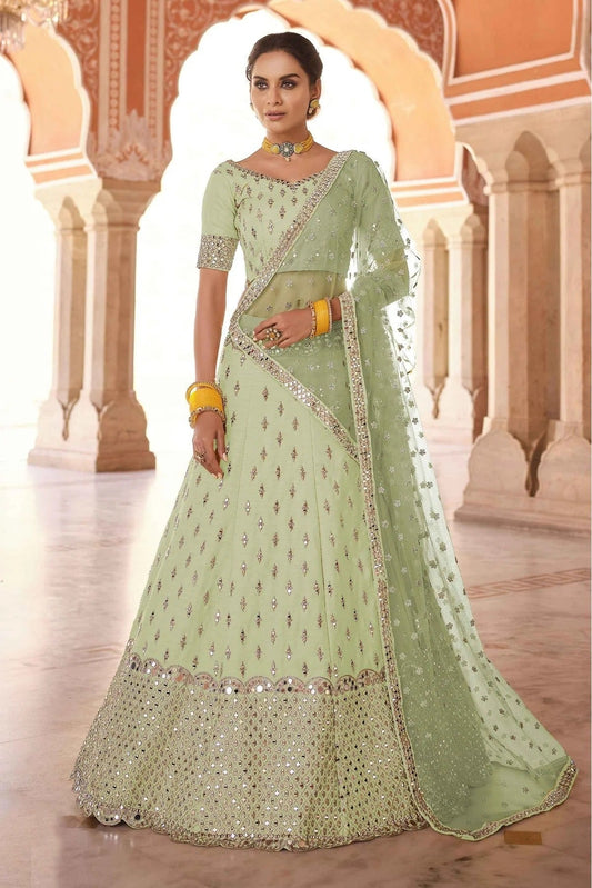 Green Art Silk Mirror Lehenga Choli NCLC10810425