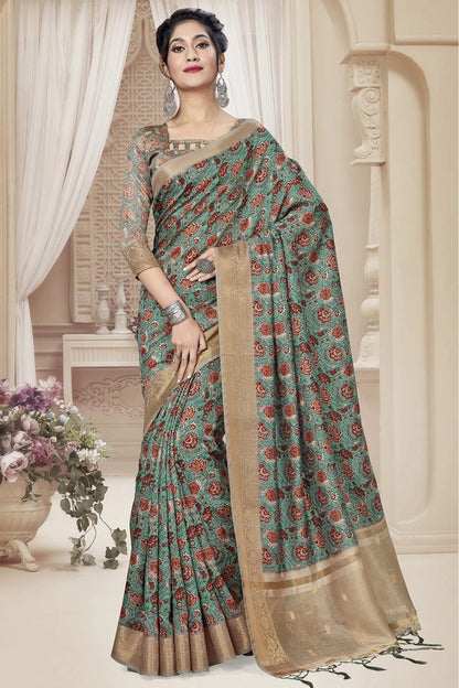 Green Art Silk Printed Saree NCSD11210712