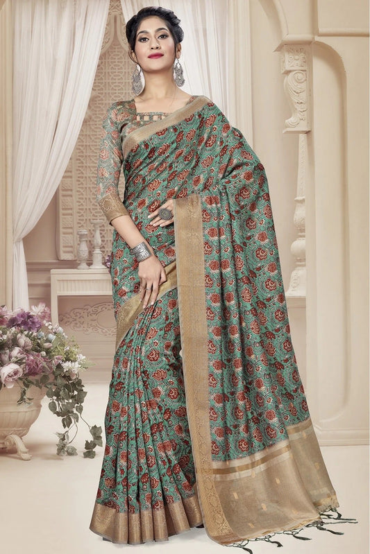 Green Art Silk Printed Saree NCSD11210712