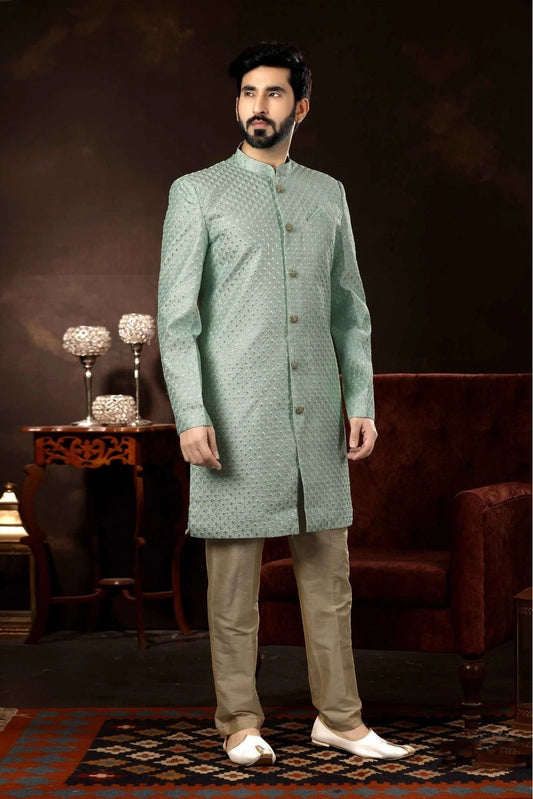 Green Art Silk Sherwani NCSH10410454
