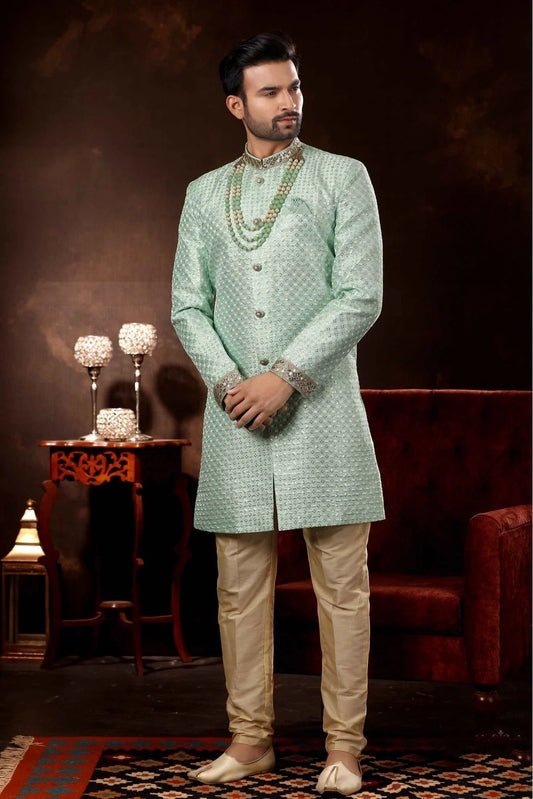 Green Art Silk Sherwani NCSH10410457