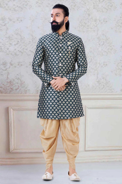Green Banarasi Festival Wear Dhoti Sherwani NCSH11310179